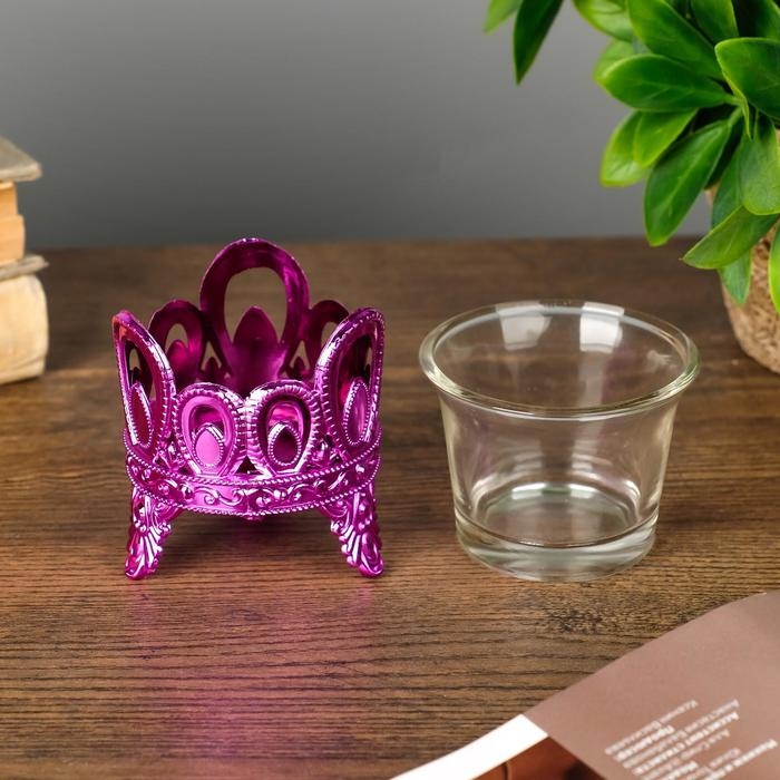 Подсвечник пластик, стекло на 1 свечу Подсвечник пластик, стекло на 1 свечу "Капельки" розовый 7х6х6 см