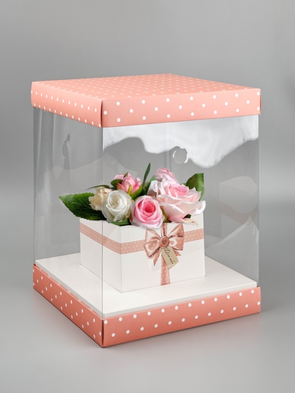 Коробка для цветов с вазой и PVC окнами складная «Для тебя», 23 х 30 х 23 см Коробка для цветов с вазой и PVC окнами складная «Для тебя», 23 х 30 х 23 см