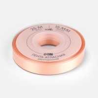 Лента атласная двухсторонняя №0714 15мм*25&plusmn;1м персиковый пух TR