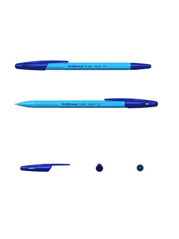 Ручка шариковая ErichKrause R-301 Neon Stick, узел 0.7 мм, чернила синие, длина письма 2000 метров, МИКС