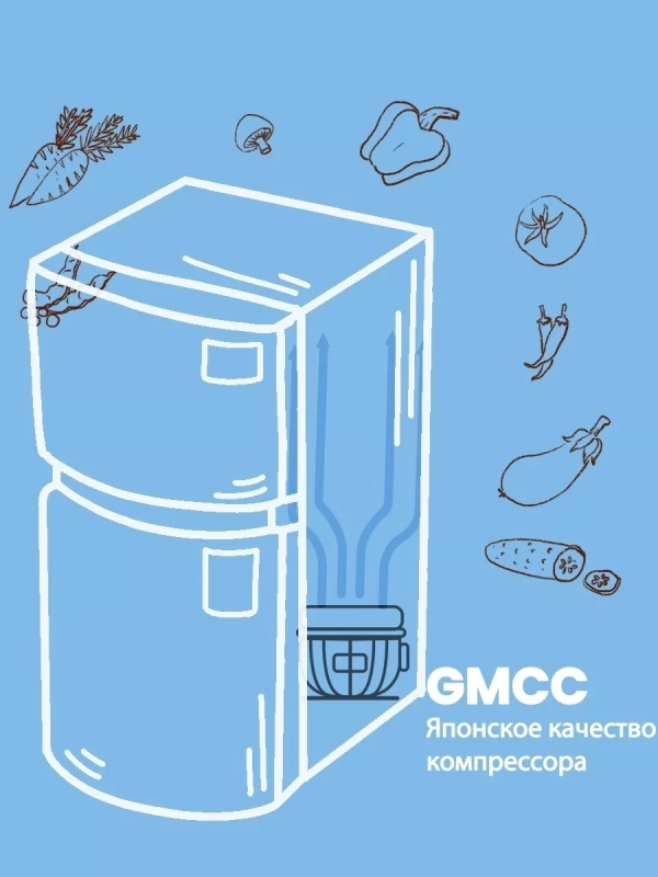 Холодильник RCD98WH1R, LED, GMCC, 66 л, однокамерный, белый