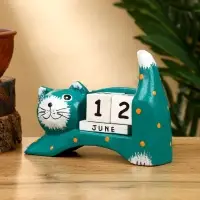 Календарь настольный &laquo;Кошка&raquo;, 14&times;5.4&times;10 см, дерево, зелёный