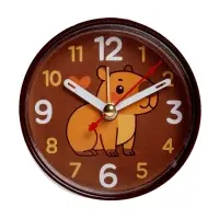 Будильник "Капибара", плавный ход, d=8 см, корпус коричневый