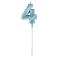 Свеча в торт на шпажке &laquo;Алмаз&raquo;, цифра 4, голубая, 5 см