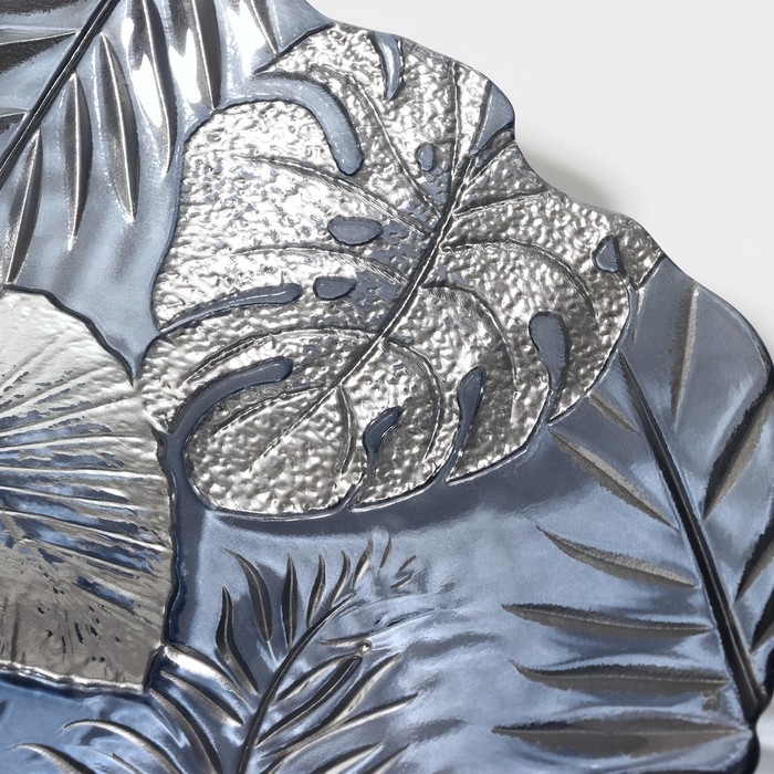 Тарелка стеклянная &laquo;Арабис&raquo;, d=21,5 см, цвет голубой