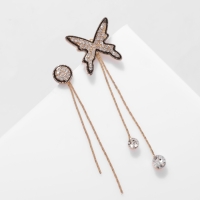 Серьги висячие со стразами &laquo;Бабочка&raquo; и круг, цвет чёрно-белый в золоте