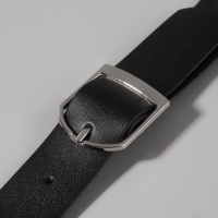 Ручка для сумки из натуральной кожи, регулируемая, с карабинами, 125 &plusmn; 2 см &times; 2,5 см, цвет чёрный/серебряный