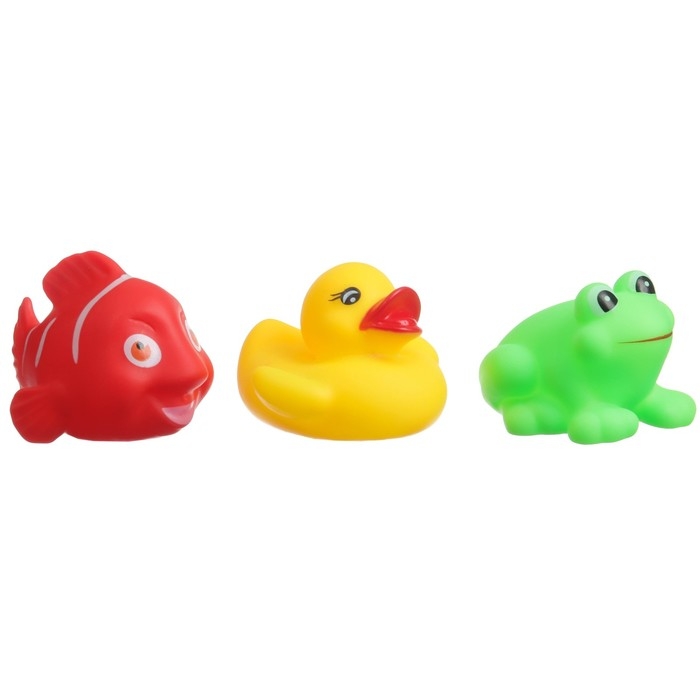 Набор игрушек для ванны "На пруду" + сачок + 3 пвх игрушки, Крошка Я