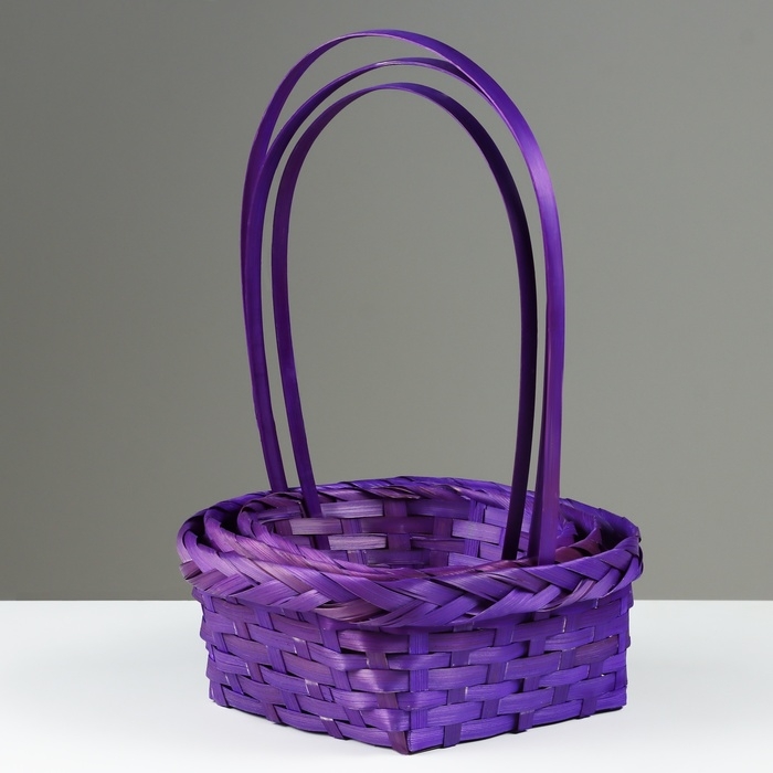 Набор корзин плетеных, D19x9/32 см, D22x9,5/34 см, D25x10/36 см, 3шт, фиолетовые, бамбук