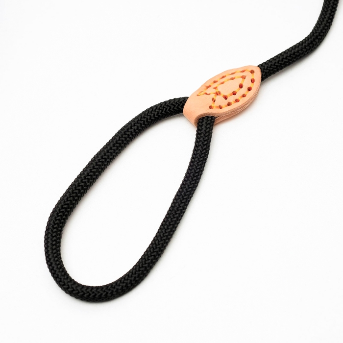 Поводок-удавка 150 см х 6 мм, полиэстер и натуральная кожа, чёрный