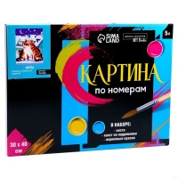 Картина по номерам на новый год на холсте с подрамником &laquo;Коты&raquo;, 30 х 40 см