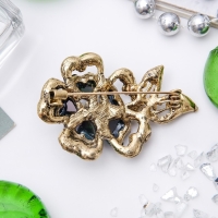 Брошь &laquo;Цветок желаний&raquo;, цвет изумрудный в чернёном золоте