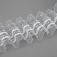 Шторная лента фиксированная сборка, органза, 6 см, 50 &plusmn; 1 м, цвет прозрачный/белый