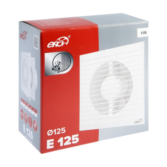Вентилятор вытяжной ERA E 125 S, 180x180 мм, d=125 мм, 220‒240 В Вентилятор вытяжной ERA E 125 S, 180x180 мм, d=125 мм, 220‒240 В