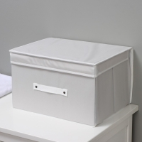 Короб стеллажный для хранения с крышкой LaDо́m, 40&times;30&times;25 см, цвет серый