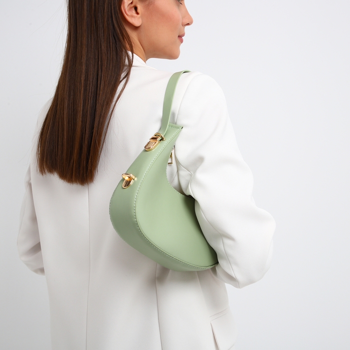 Сумка женская багет на молнии, цвет зелёный