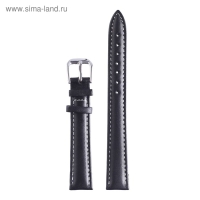 Ремешок для часов "Соломон" 12 мм, натуральная кожа, l-20 см, черный