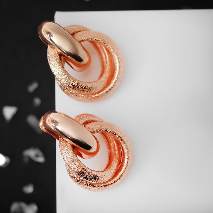 Серьги металл &laquo;Фьюче&raquo; круги плетения, цвет розовое золото