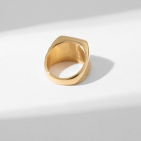 Кольцо мужское &laquo;Перстень&raquo; рельеф, цвет чёрный в золоте, 23 размер