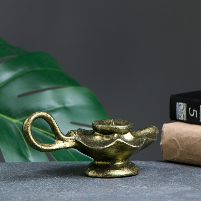 Подсвечник "Лампа" золото 6х7х15см