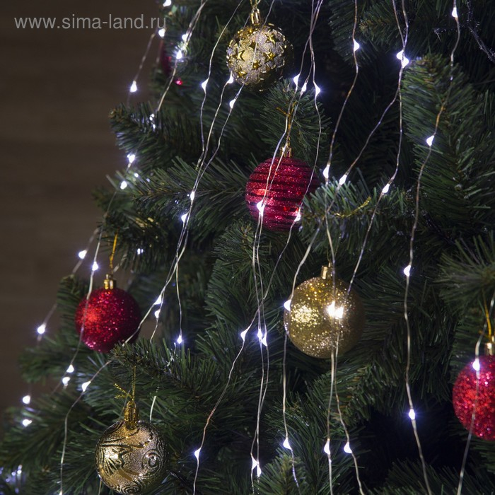 Гирлянда &laquo;Конский хвост&raquo; 15 нитей по 1.5 м, IP20, серебристая нить, 225 LED, свечение белое, 8 режимов, 12 В