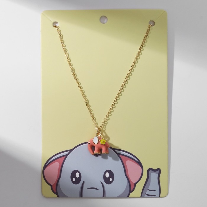 Кулон &laquo;Прелесть&raquo; слоник, цвет розовый в золоте, 40 см