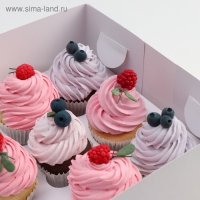 Коробка на 12 капкейков с окном, белая, 32,5 х 25,5 х 10 см