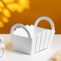 Кашпо деревянное 25&times;16&times;17 см "Мария", ручки боковые, МДФ, белое