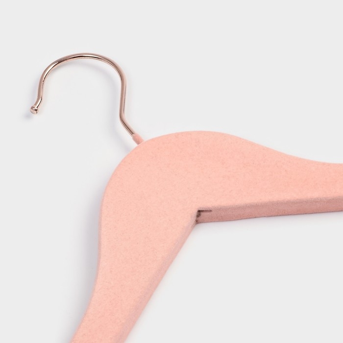 Плечики - вешалки для одежды LaDо́m Rose Gold, 44,5&times;1,2&times;23 см, 2 шт, с перекладиной, покрытие вельвет, широкие плечики, цвет розовый