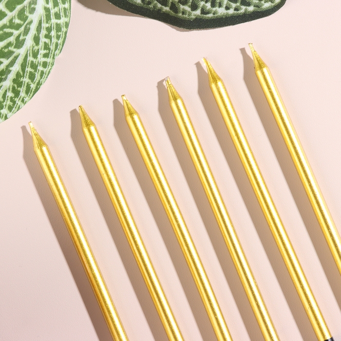 Свечи в торт "Праздник", 6 шт, 14,5 см, золото с чёрным