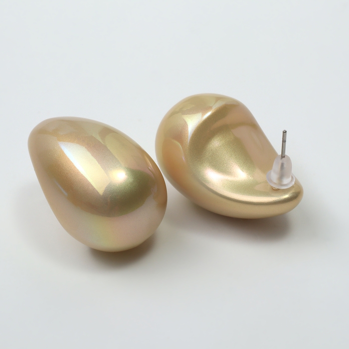 Серьги пластик &laquo;Капля&raquo; гладкие мах, цвет бежевый