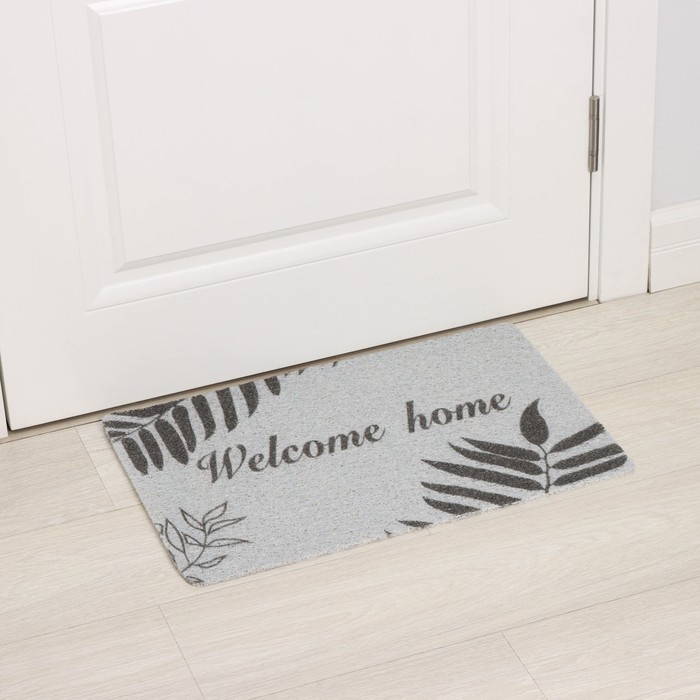 Коврик придверный Доляна Welcome home, 38&times;58 см, цвет серый