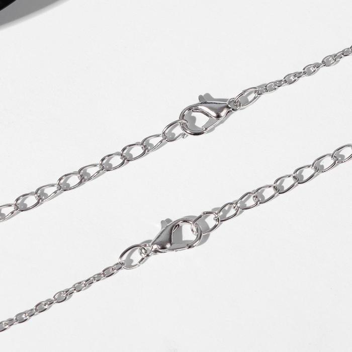 Кулоны &laquo;Неразлучники&raquo; два крыла, цвет серебро, 45 см