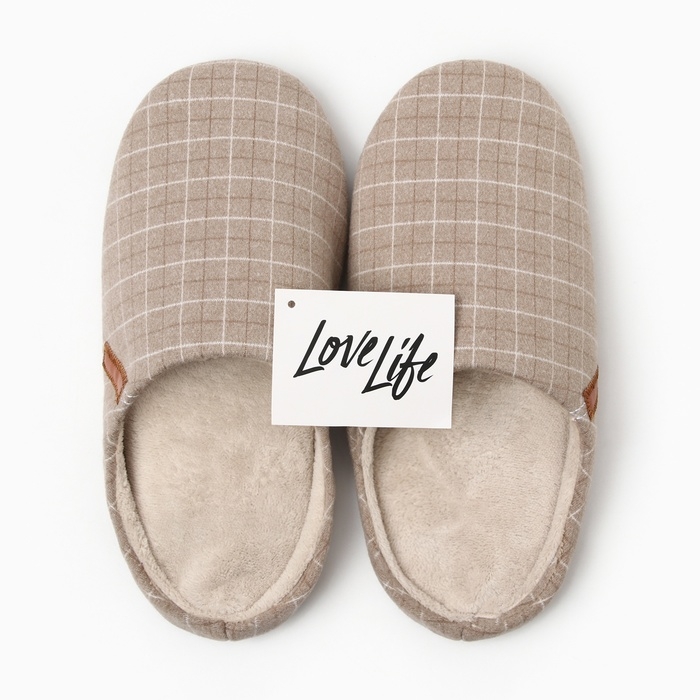 Тапочки мужские, размер 42-43, цвет бежевый