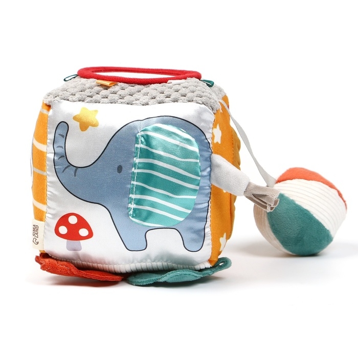 Развивающий бизикубик мягкий &laquo;Зверята&raquo;, погремушка, пищит, шуршит, Крошка Я