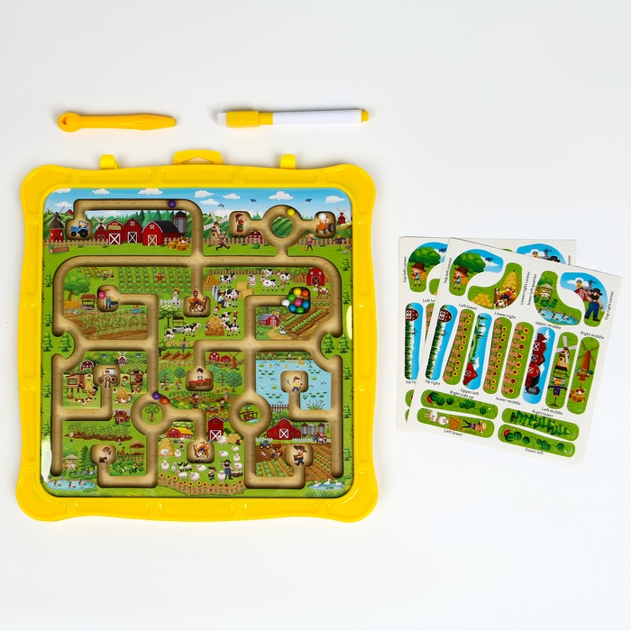 Игровой набор лабиринт &laquo;Ферма&raquo;, маркерная доска, 2 &times; 26 &times; 27,5 см