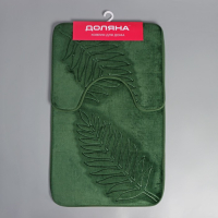 Коврики для ванной и туалета Доляна &laquo;Тропики&raquo;, 2 шт: 40&times;50 см, 50&times;80 см, цвет зелёный