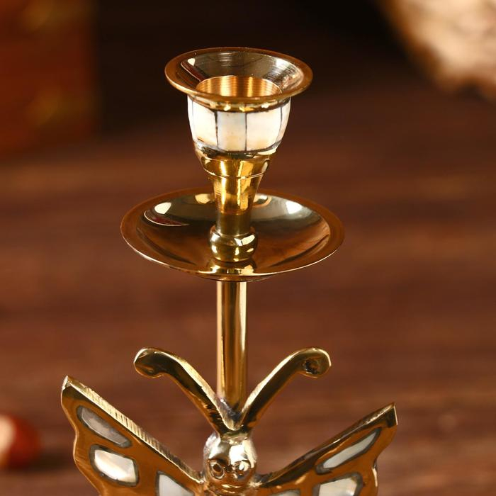 Подсвечник Подсвечник "Цветная бабочка" латунь, перламутр 8,5х8,5х22 см