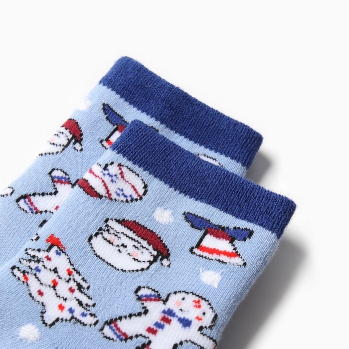 Новый год. Носки махровые детские, цвет голубой, размер 18-20 Новый год. Носки махровые детские, цвет голубой, размер 18-20