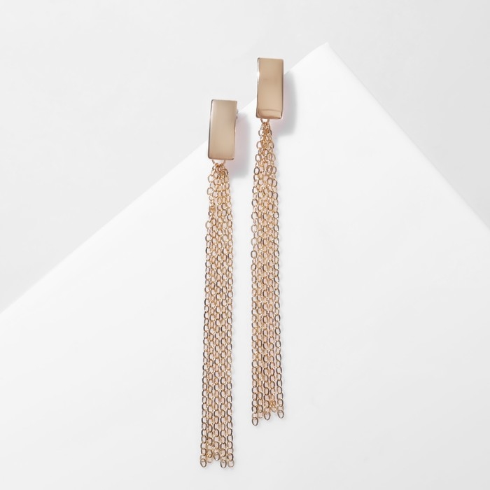 Серьги висячие &laquo;Стиль&raquo; цепочки, цвет золото