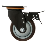 Колесо для трансп. тележек поворотное ТУНДРА, d=125 мм, на пдощадке, со стопорм, покрытие TPR 9917 Колесо для трансп. тележек поворотное ТУНДРА, d=125 мм, на пдощадке, со стопорм, покрытие TPR 9917