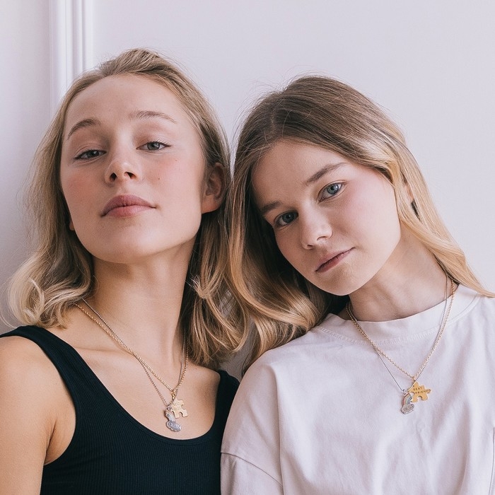 Кулоны &laquo;Неразлучники&raquo; best friends, пазл, цвет чернёное золото, 52 см