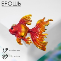 Брошь &laquo;Рыбка&raquo; петушок, цвет красно-золотой в золоте