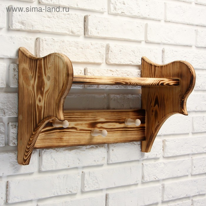 Полка вешалка обожжённая, 3 крючка, 43&times;27&times;17 см