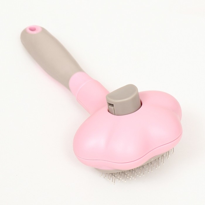 Пуходёрка пластиковая с функцией самоочистки, 9 х 18,5 см, розовая Пуходёрка пластиковая с функцией самоочистки, 9 х 18,5 см, розовая