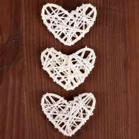 Декор для творчества из лозы &laquo;Сердце&raquo; набор 3 шт., размер 1 шт. &mdash; 6,5 &times; 6 см, цвет натуральный