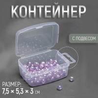 Контейнер для хранения мелочей, с подвесом, 7,5 × 5,3 × 3 см, цвет прозрачный Контейнер для хранения мелочей, с подвесом, 7,5 × 5,3 × 3 см, цвет прозрачный