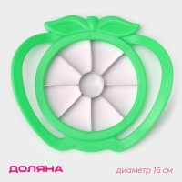 Яблокорезка Доляна &laquo;Яблоко&raquo;, 16 см, с ручками, цвет зелёный