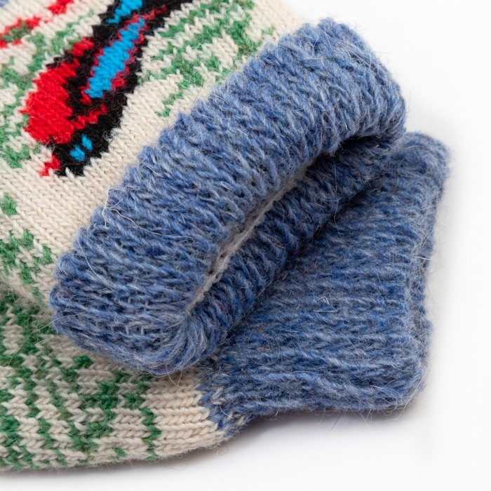 Носки детские шерстяные «Снегирь в лесу», цвет белый, размер 16 Носки детские шерстяные «Снегирь в лесу», цвет белый, размер 16