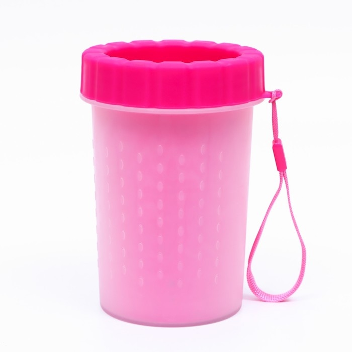 Лапомойка для средних собак с силиконовыми ворсинками 10 х 10 х 15 см, розовая